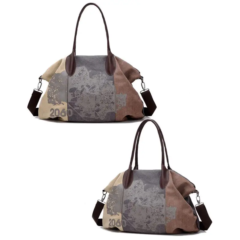 ABZC-Women's Handbag Vintage Shoulder Bag Canvas Retro Shoulder Bag Brown