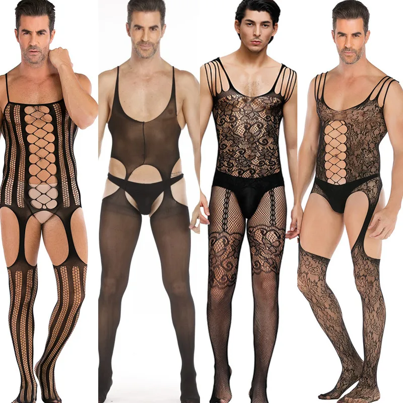 Men Sexy Lingerie porno intimates hot Exotic bodysuit sleepwear Sexy costumes Net Stockings Netting Underwear hose