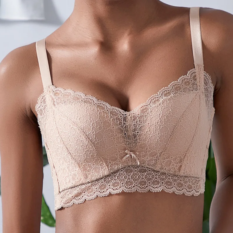

2019 New Sexy Lace Bra Set Adjustable Women Underwear Comfortable Cotton Wireless Push Up Brassiere and Lace Transparent Panties