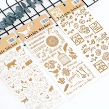 Kawaii1 feuille d'autocollants chat mignon, impression à chaud, animal de compagnie scintillant, décoration de planificateur de vie quotidienne, autocollant créatif DIY bricolage
