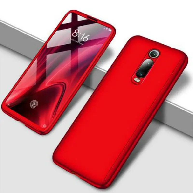 360 Полное покрытие чехол для телефона для Xiao mi Red mi Примечание 8 7 6 5 K20 Pro 5A 7A чехол для Xiaomi mi 9T Pro A3 A2 Lite CC9 CC9E жесткий Funda - Цвет: Красный