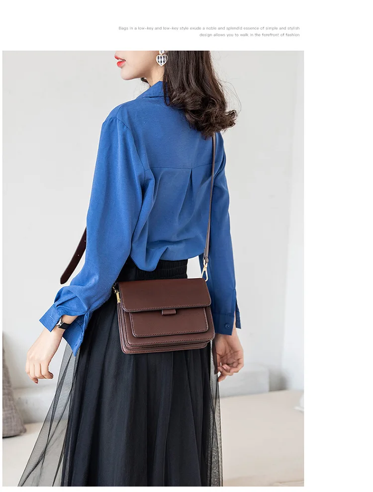 

2019 new fashion spring and summer bags sleek minimalist solid color small square bag ladies slung shoulder bag