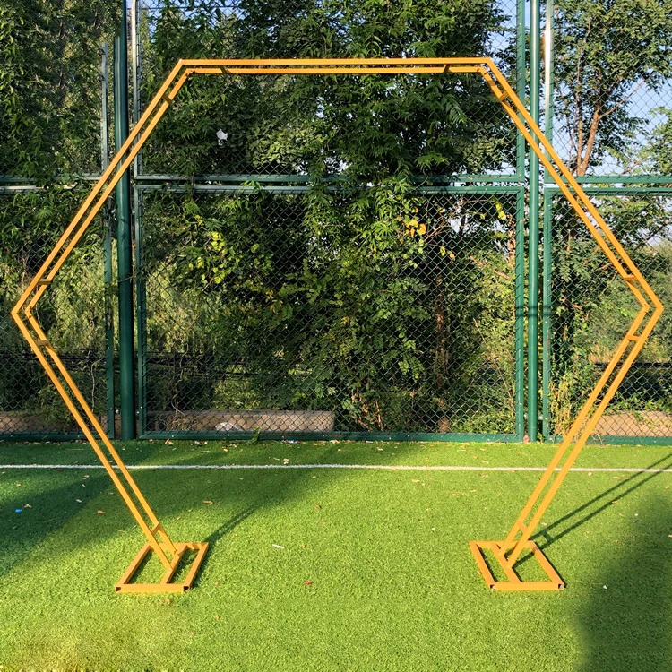JAROWN Wedding props double pole hexagonal  wrought iron arch flower stand wedding background frame decor shelf home birthday party supplies (16)