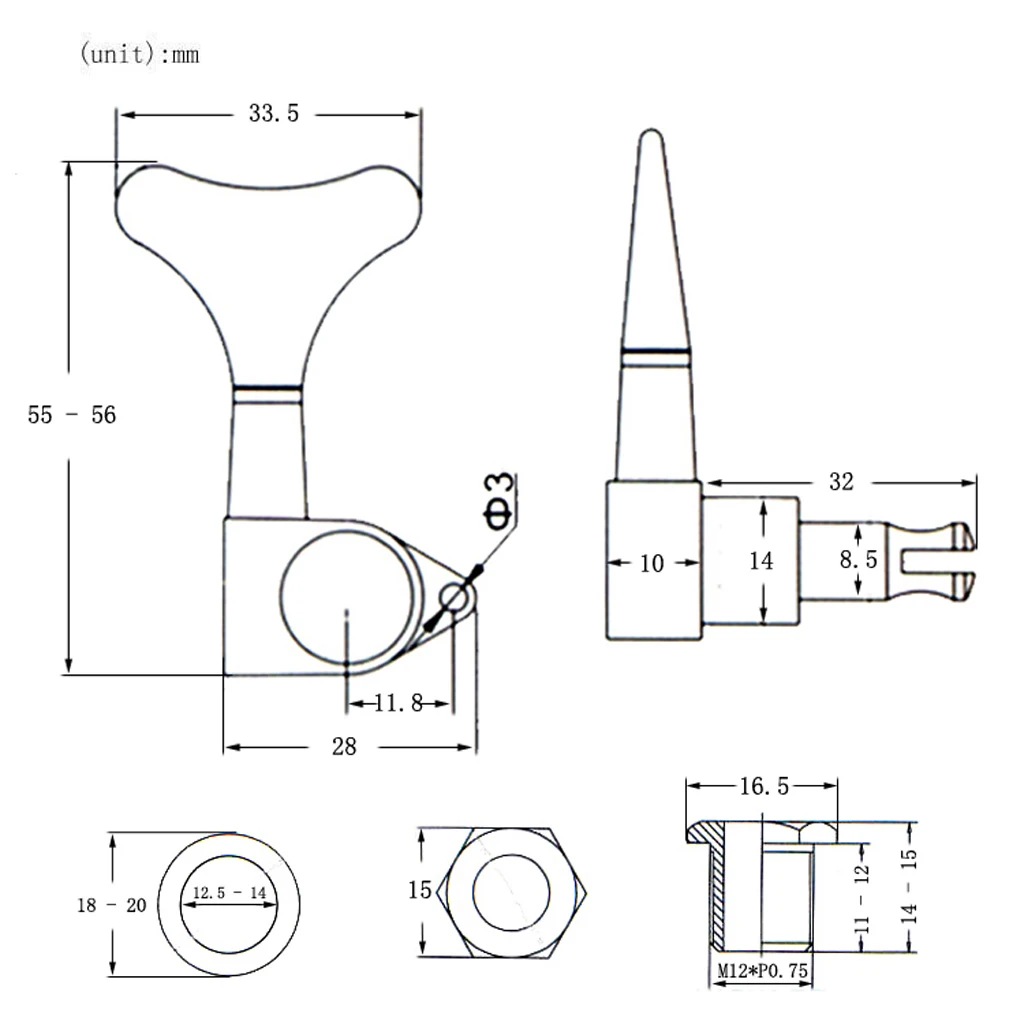 Fish Tail Buttons Bass String Tuners Pegs keys Machine Heads 2L3R Red Bronze