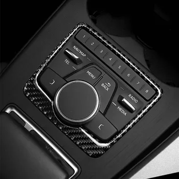 

Carbon Fiber Console Gear Multimedia Control Decoration Frame Cover Sticker Trim For Audi A4 B9 2017-2019 Interior Accessories