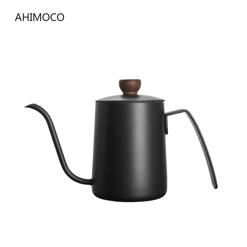 

600ML Stainless Steel Mounting Bracket Hand Punch Pot Coffee Pots With Lid Drip Gooseneck Spout Long Mouth Coffee Kettle Teapot