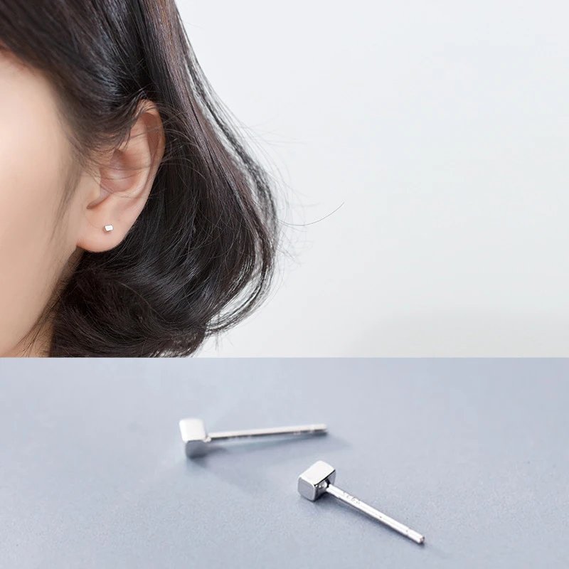 

La Monada Silver Earrings Stud Minimalist Square Stud Earrings 925 Sterling Silver Fine Jewelry Earrings