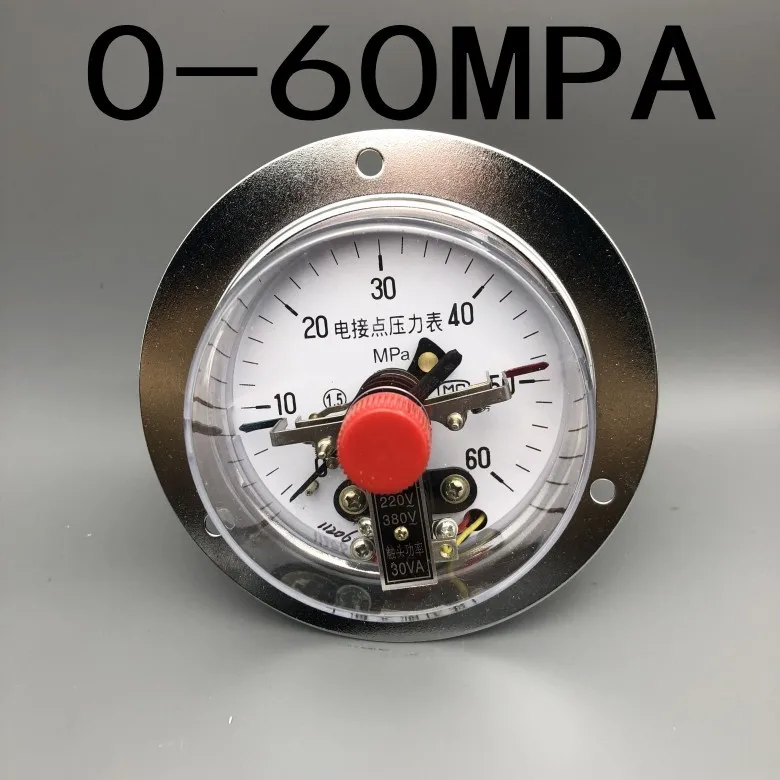 Manometro YXC-100ZT электромагнитный вспомогательный осевой боковой Электрический контактный манометр вакуумный манометр 0-1.66MPA барометр - Цвет: 0-60MPA