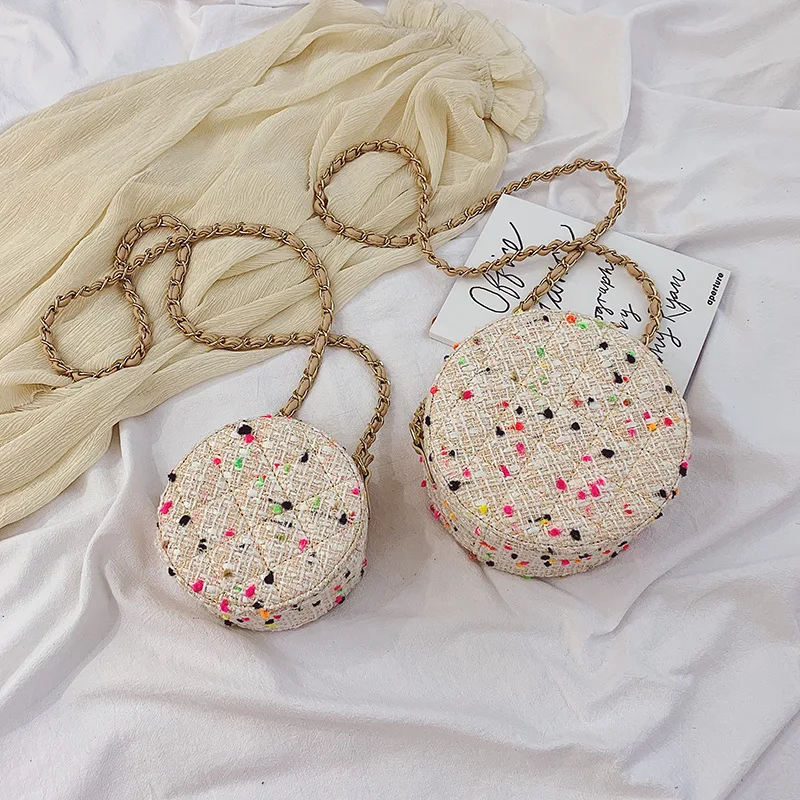 

Small round Bag 2019 New Style Fashion Korean-style Shoulder Bag Women's Versatile INS Western Style Graceful Woolen Bag with Ch