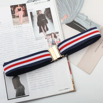 

belt Women Adjustable Splicing Cloth Belts Female Casual Luxury Square Metal Buckle Waist Fashion Outdoor Retro Belt new