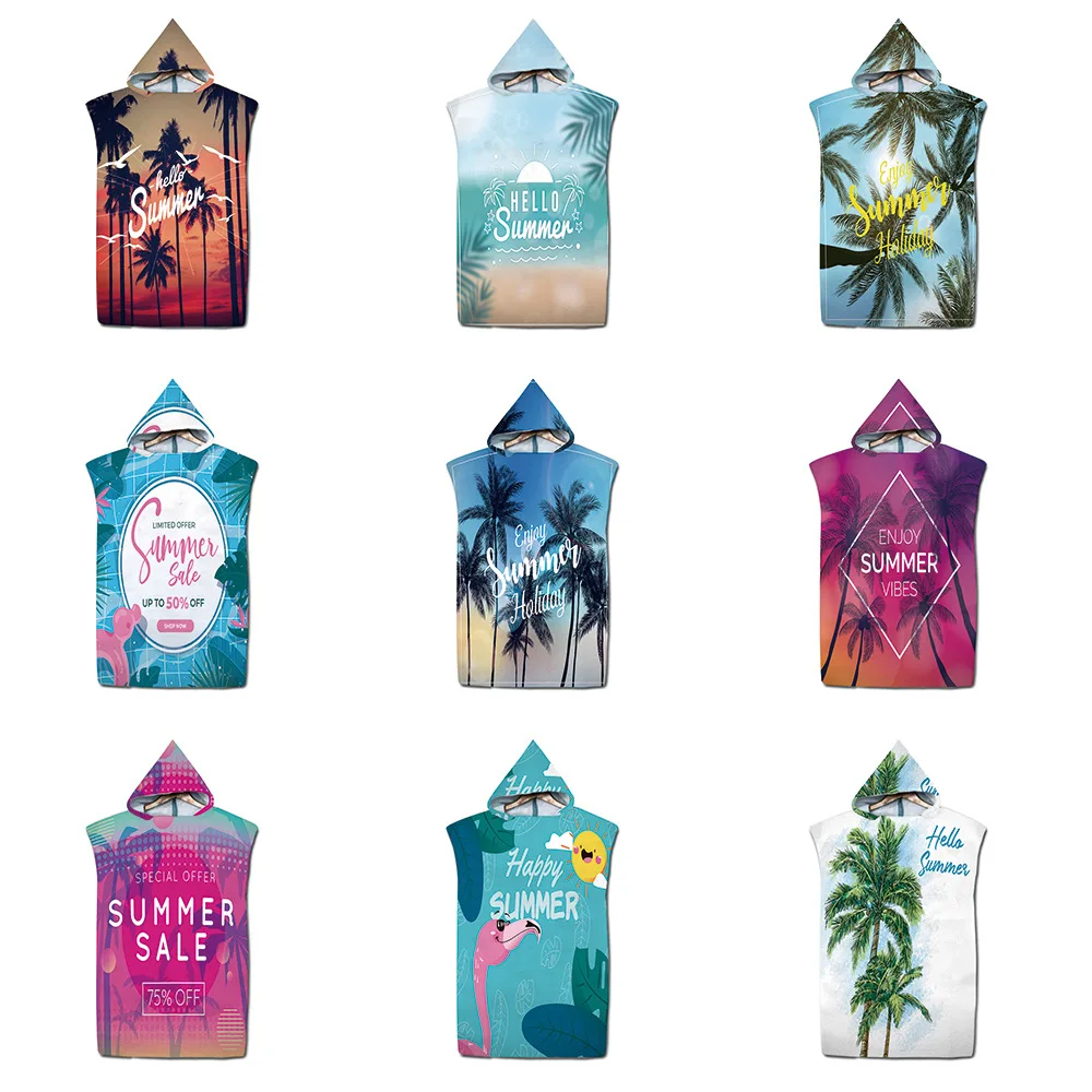 

Microfiber Fabric Adult Bath Towels Beach Towel Changing Bathrobe Cloaks Hooded Swimming Pool Gym Fitness Bath Towels