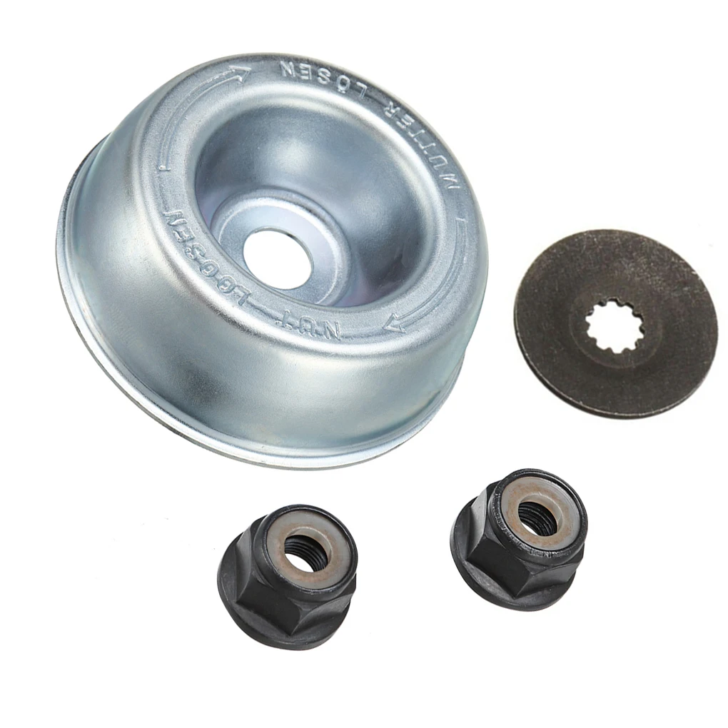 Nuevo  4 unids/set Kit de fijación de cuchillas de Metal de alta calidad con 2 tamaños de tuercas de repuesto para STIHL Strimmer desbrozadora tuerca de adaptador DolGYd8xLMA