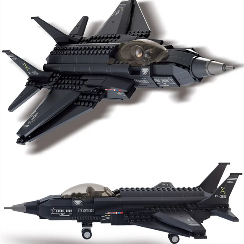 

F35 F117 Fighter Armed Helicopter Legoed Model Assembling Bricks Building Blocks Kit DIY Education Christmas Gifts Toys