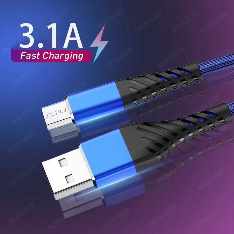 

Fast Charging Micro USB Cable Data Cord Charger Adapter For Samsung S7 S9 Xiaomi Huawei Android Mobile Phone Microusb Cable Wire