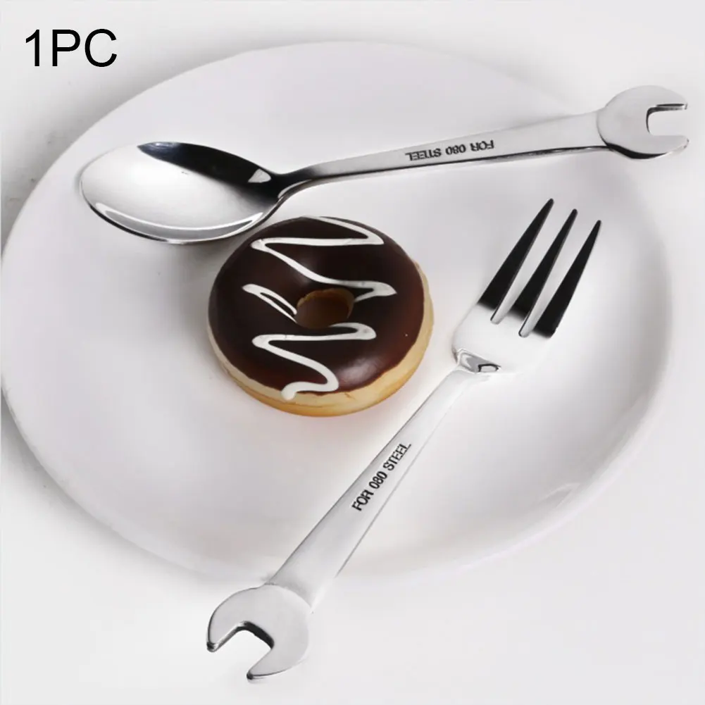 Forks Kitchen Utensil Dessert Stainless Steel Spoon Tableware Fruit Coffee Wrench Shape Portable Tools Kids