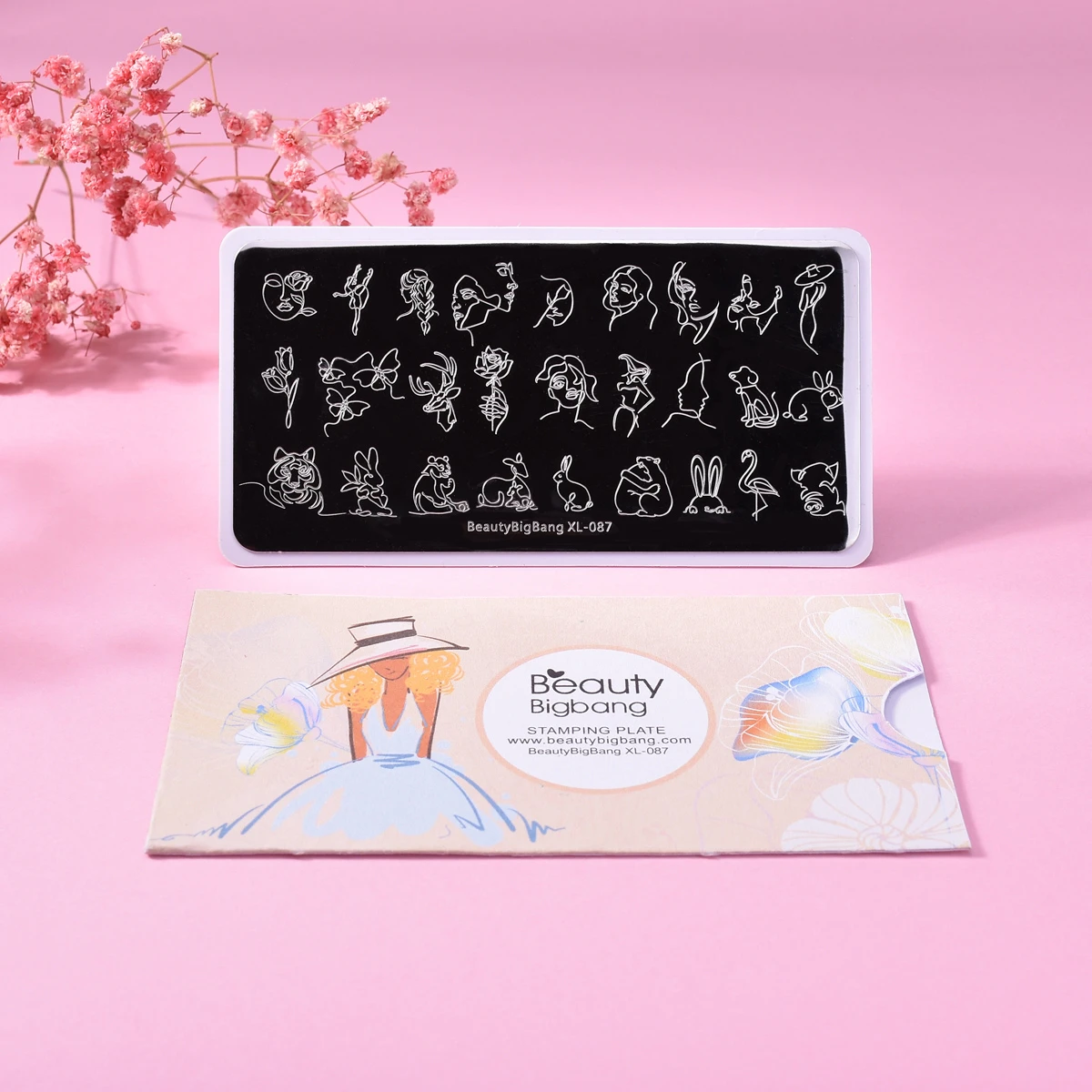 Beautybigbang геометрические пластины для дизайна ногтей штамповки Полосатый тигр кролик изображение лица прямоугольные ногти шаблонные листы с напечатанными изображениями XL-087