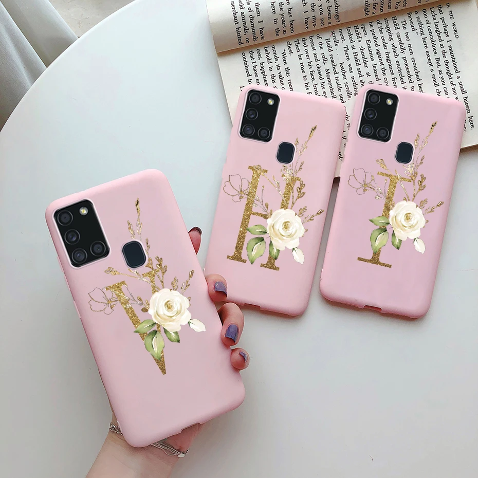 Cute Letter Silicone Soft Phone Case Cover for Samsung Galaxy A21s, 6.5'' Coque s