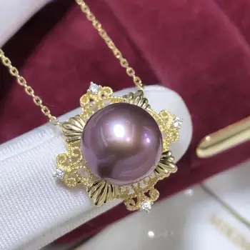 

D303 Pearls S925 Sterling Silver Natural Fresh Water Purple Pearl 11-12mm Pendant Necklaces for Women FIne Pearls Pendants