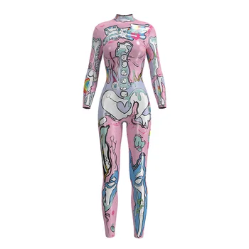 

European and American fashion trends digital printing sexy ladies tight jumpsuit