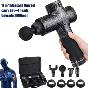 

3200r/min 3 Speed LED Indicator Massage Muscle Massager-GUN Muscle Pain Management after Training Body Slimming Relief 4 Heads