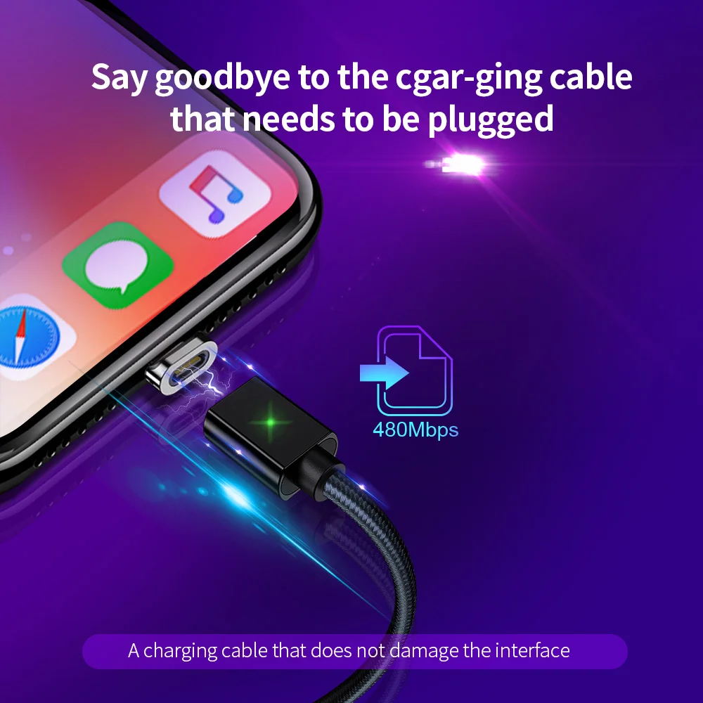 Udyr 2 м 1 Магнитный кабель Micro USB для iPhone Samsung быстрой зарядки и передачи данных