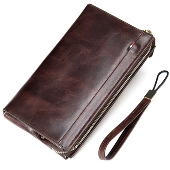 

2020 Men Wallet Clutch Genuine Leather Brand Rfid Wallet Male Organizer Cell Phone Clutch Bag Long Coin Purse