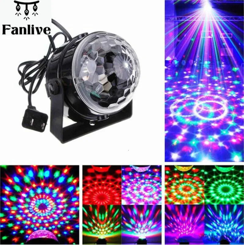 20pcs Voice Control RGB LED Stage Lamps Crystal Magic Ball Sound Control Laser Stage Effect Light Party Disco Club DJ Light photo