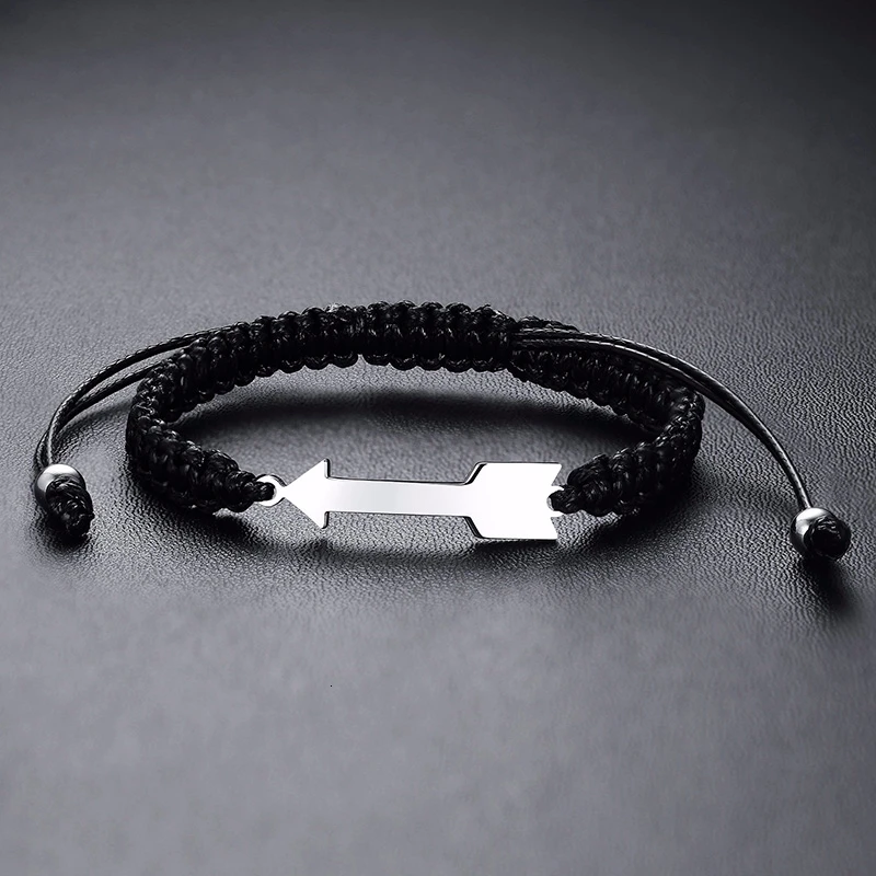 ASSORTED STYLE ADJUSTABLE ARROW BRACELET IN BLACK BRAIDED BRACELETS FOR MEN UNISEX JEWELRY