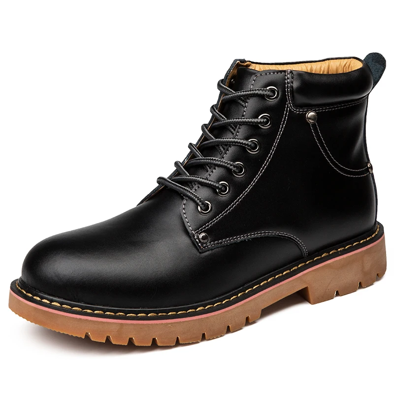 

New Men Ankle Boots Quality Genuine Leather Men's Shoes Snow Boots Winter Shoes Warm Fur Men's Boots Waterproof Motorcycle boots