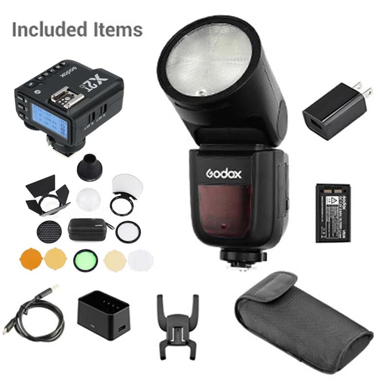 Godox V1 V1C V1N V1S V1F V1O ttl Li-Ion вспышка с круглой головкой 2,4G HSS 1/8000s Speedlite для Canon Nikon sony Fuji Olympus - Цвет: V1 add X2T AK-R1
