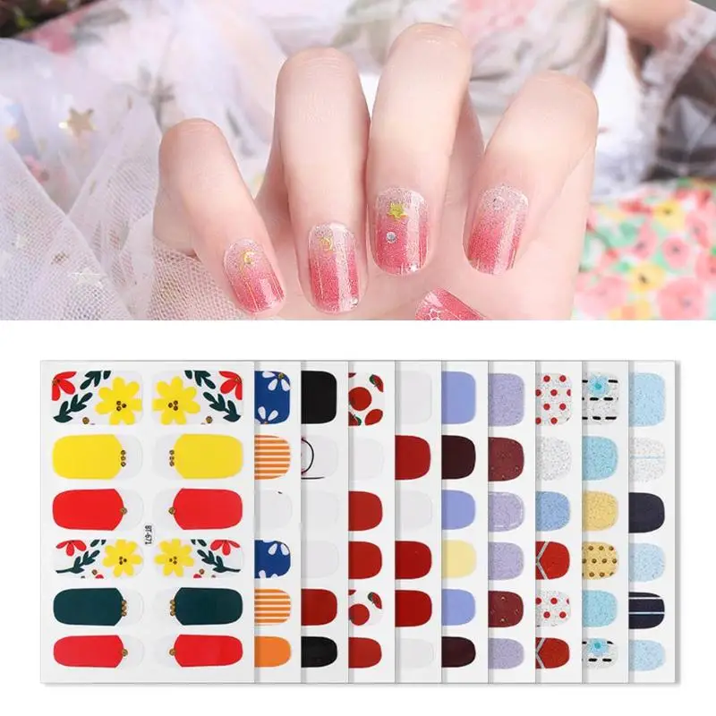 

12tips/sheet Full Cover Nail Sticker Personality Cartoon French Eggflower Daisy Wraps Adhesive DIY Nail Art Decorations