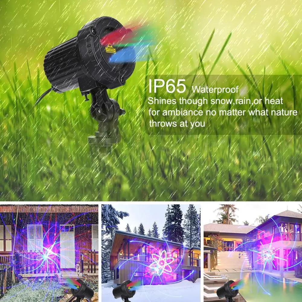 RGB Душ открытый движение звезды Лазерная лампа дистанционного Рождественские огни Сад водонепроницаемый IP65 Рождество праздничное украшение для дома