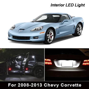 

14Pcs Xenon White Car Interior LED Lights Package Kit For 2008-2013 Chevy Corvette Map Dome Trunk License plate light