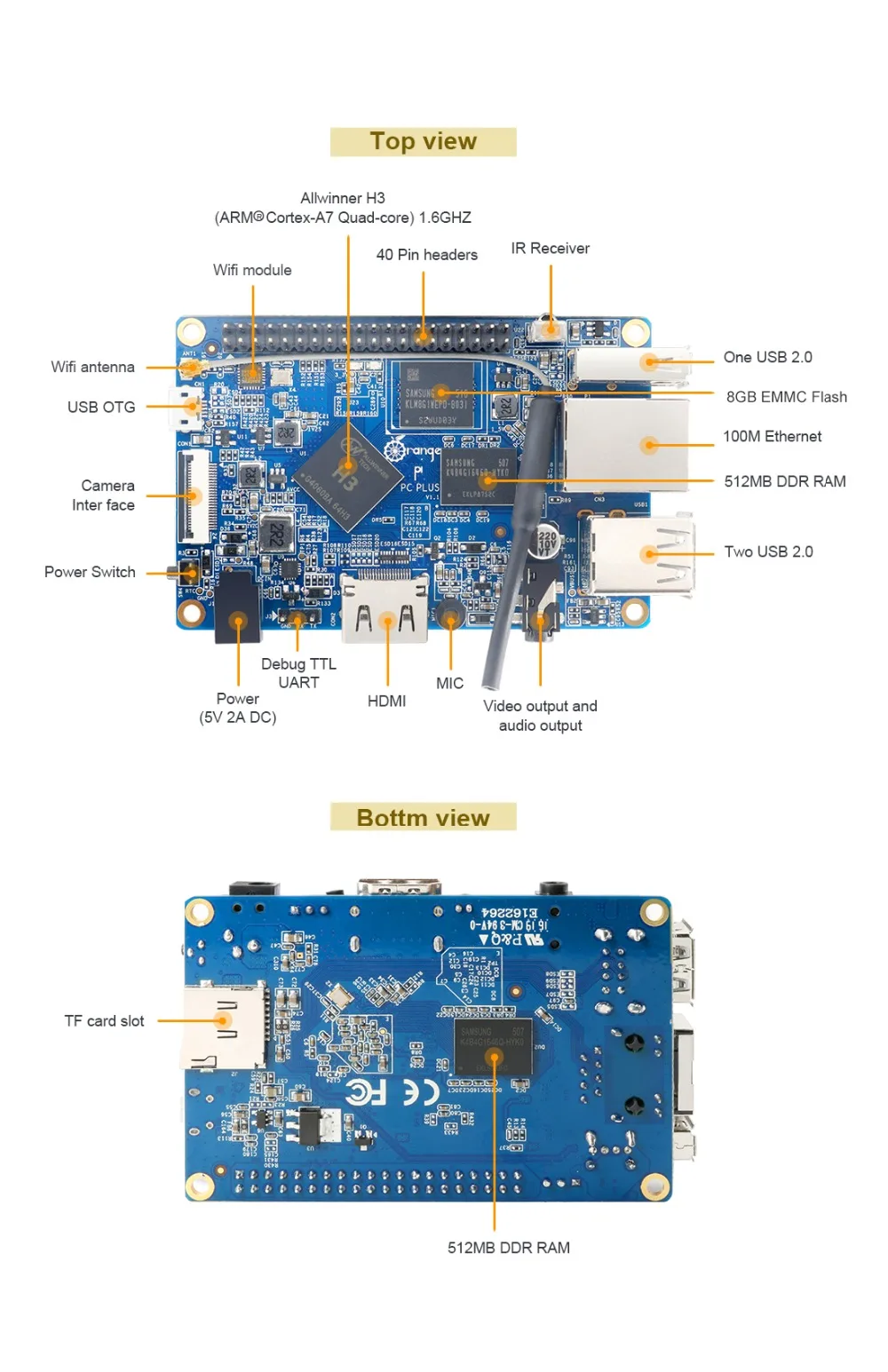 Orange Pi One H3 512MB четырехъядерный процессор с поддержкой ubuntu linux и android mini PC OR1