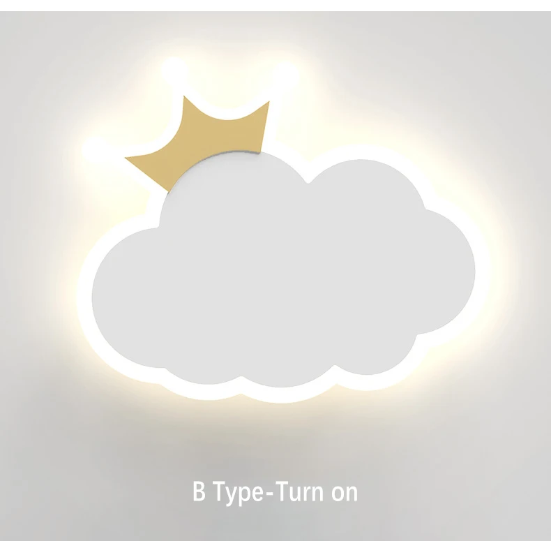 Creative Crown Cloud Wall Light for Children Baby Kids Girl Boy Bedroom Lighting Pink Blue White Metal Wall Mount Lamps sconce light