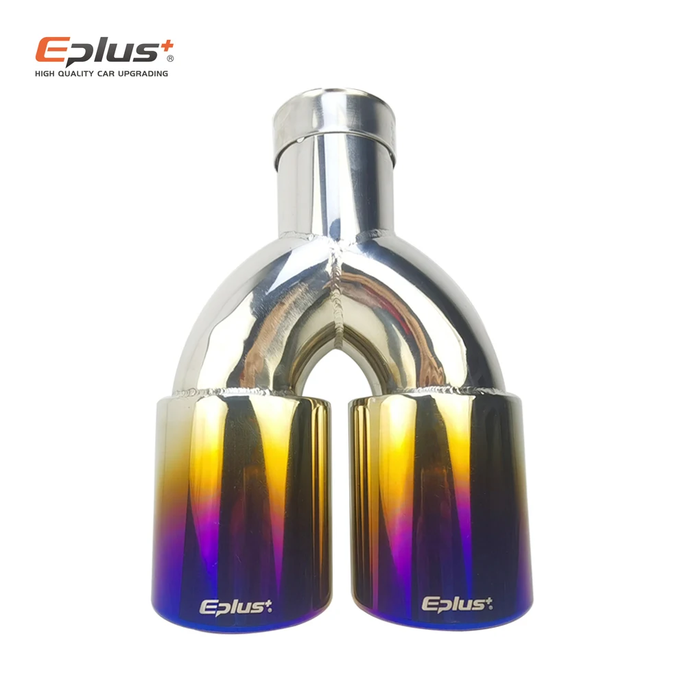 Eplus – silencieux d'échappement multi-tailles 51/63mm, double sortie, universel, en acier inoxydable, pour voiture