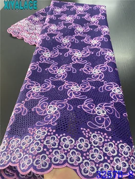 

Hot sale Purple swiss lace fabric african lace fabric swiss voile lace 5yards embroidered nigerian lace fabric for dress 3257b