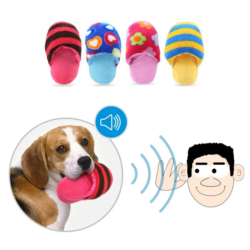 

Pet Dog Squeak Plush Toys Slipper Shaped Sound Chew Play Toy for Pet Cats Puppy Teeth Cleaning Funny Squeaker Toy Dog Products