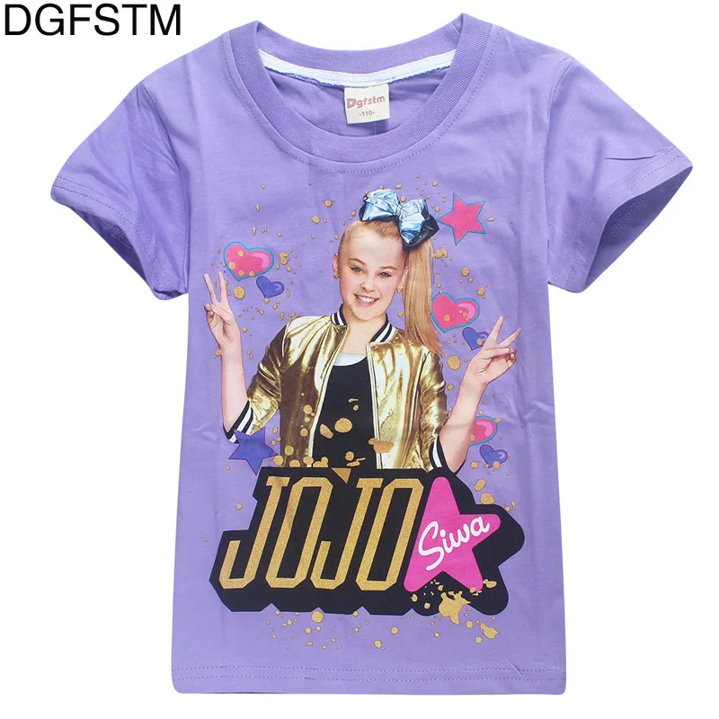 T8356Purple Новинка года; сезон весна-осень; детская хлопковая рубашка с капюшоном для мальчиков и девочек; JOJO siwa Повседневная футболка с длинными рукавами - Цвет: T8356Purple