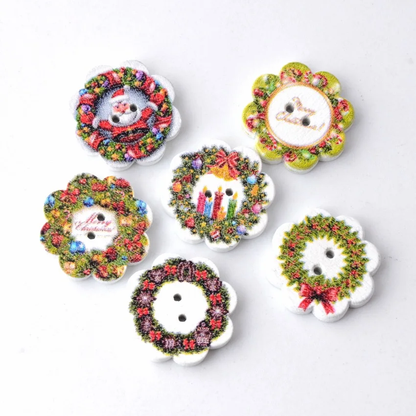 10PCS 19x20mm 10-50 шт. Рождественские декоративные кнопки деревянные швейные кнопки для скрапбукинга - Цвет: 10PCS 19x20mm