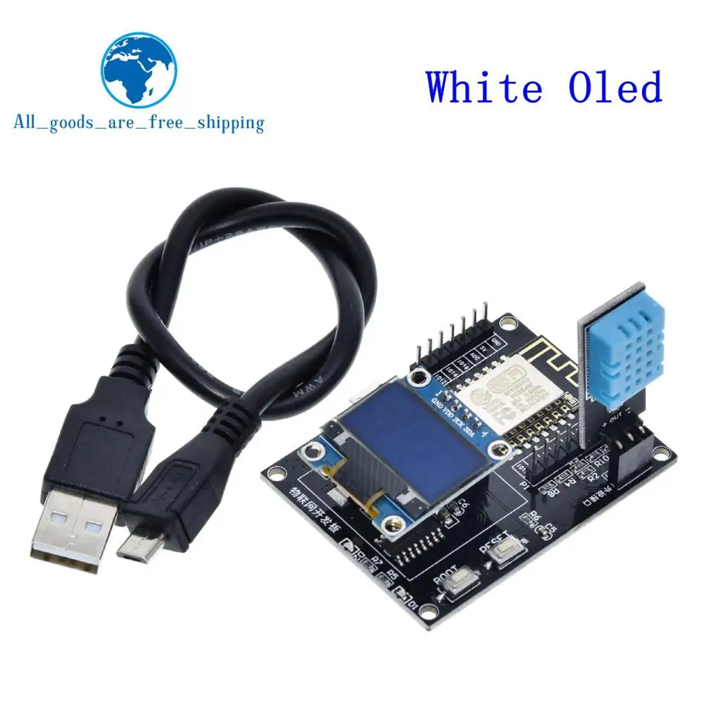 ESP8266 IoT макетная плата+ DHT11 Температура и влажность+ 0,96 oled дисплей SDK Программирование Wifi модуль маленькая системная плата - Цвет: 1 SET(White oled)