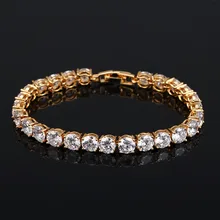 Прозрачный циркониевый Теннисный браслет-цепочка для мужчин Wo мужские ювелирные изделия медный материал золото серебро роза Цвет Кристалл CZ браслет звено браслет