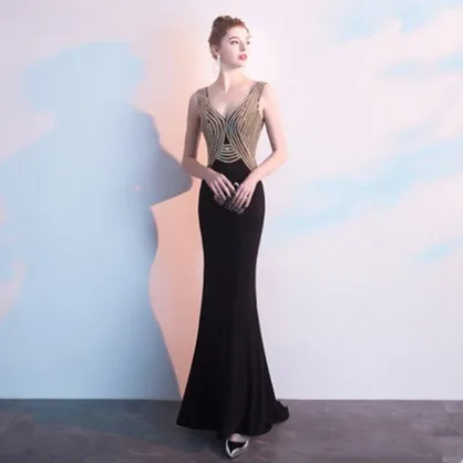 Черный Vestido de festa бордовое вечернее платье Русалочки длинное Обтягивающее Платье De Soiree Формальные Вечерние платья Элегантное Вечернее Платье - Цвет: Черный