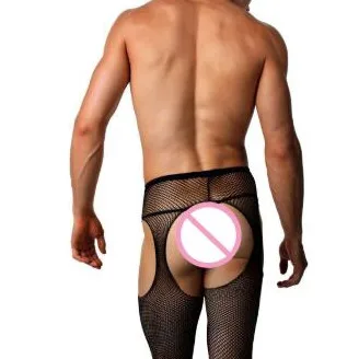 Shengrenmei Men's Pantyhose Sexy Four Open Crotch Tights Porno Small Mesh Stockings Exotic Pantyhose for Male Adult