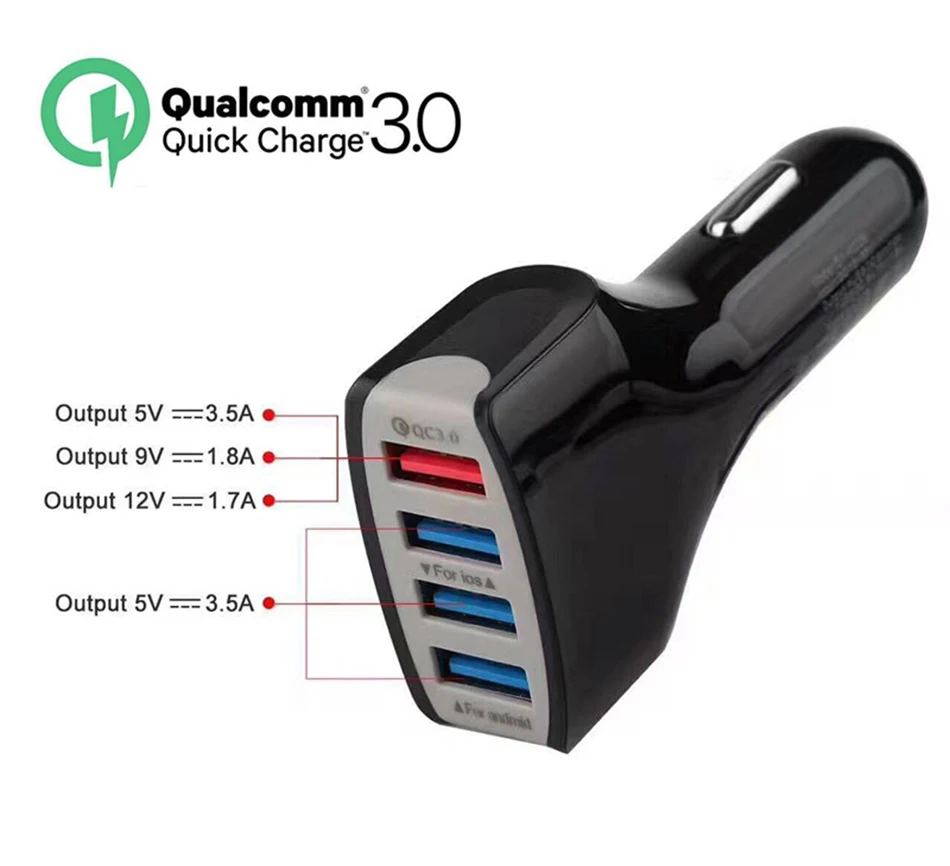 3.5A Универсальный 3,0 Быстрый четырехпортовый Переходник USB для зарядки в машине прикуриватель Авто Автомобильное usb-устройство для зарядки телефона для iphone 11 pro