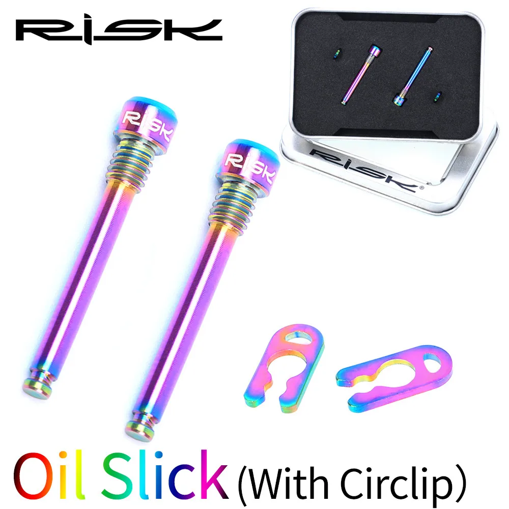 1 Set(4pcs) OilSlick Рискованные велосипедные гидравлические дисковые Тормозные колодки болты M4 из титанового сплава фиксирующие штырьковые вставки суппорт шестигранные винты Стопорная шпилька с кругами - Цвет: 1 Set(4pcs) OilSlick