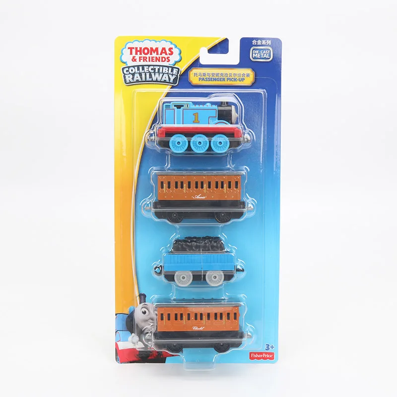 4pcs/box Thomas& Friends Collectible Wooden Railway Train Annie Clarabel Passenger Pick-up Crew Die Cast Trains Engines DGB79