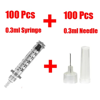 

50pcs Disposable 0.3ml Ampoule Head Syringe and 50pcs Needle For Hyaluronic Acid Pen Atomizer Water Syringe Anti-aging Wrinkle
