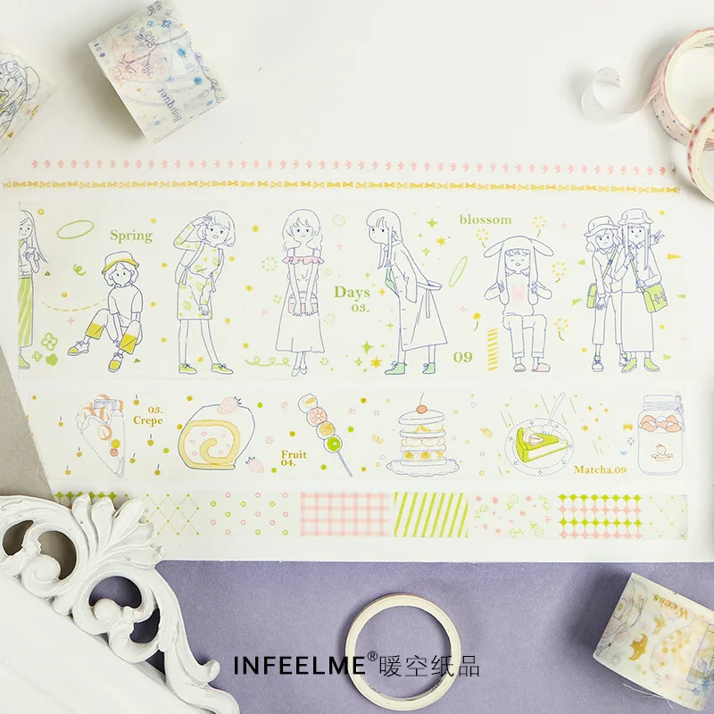 10 компл./лот DIY японский Бумага декоративная клейкая лента теплые час светильник серии лента Washi/клейкую ленту наклейки