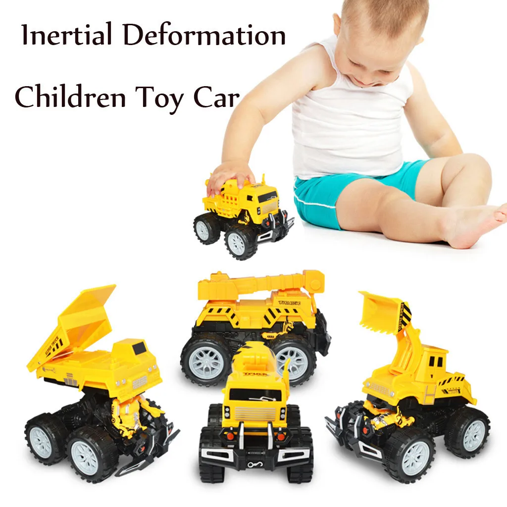 Funny Engineering Vehicle Model Wheel Plastic Diecast Inertial Deformation Toys kids toys boys Holiday Gift #B
